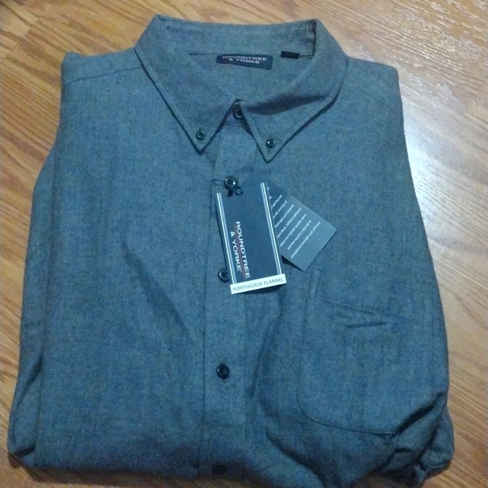 RoundTree & Yorke Men's Gray Long Sleeve Shirt Size 4XB $70